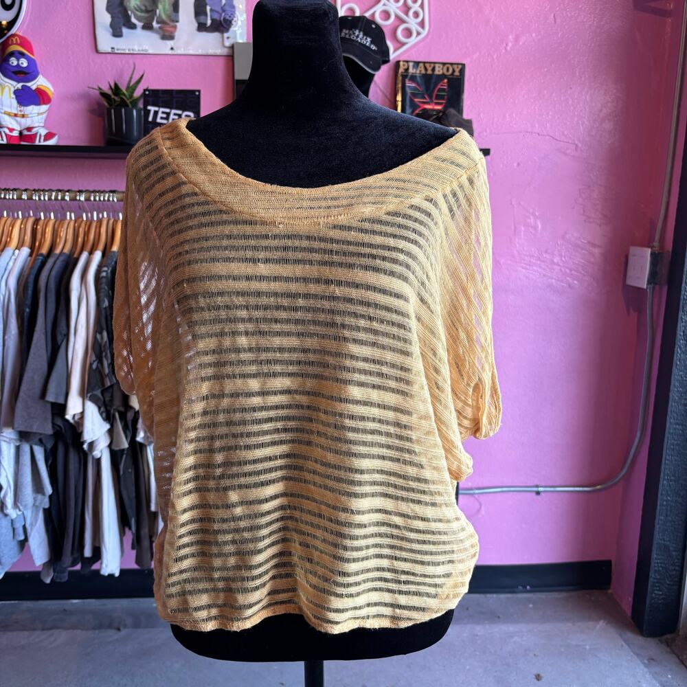 Vintage Y2K Decree Gold Sheer Top Size L